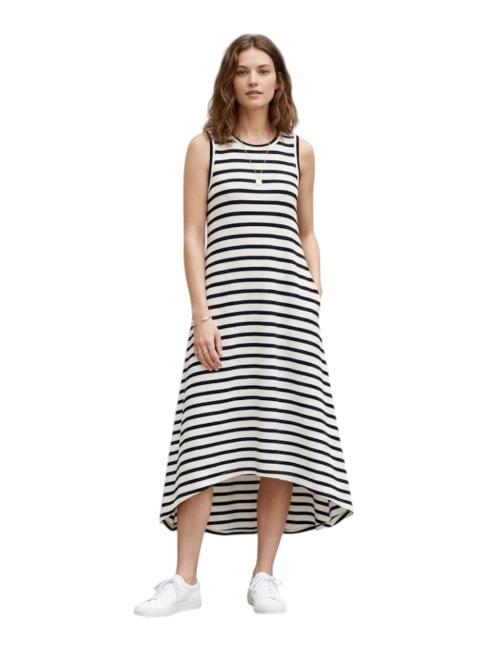 J. Crew 100% Cotton Tank Maxi Dress Sz M Breton Stripe Nautical Coastal Beachy